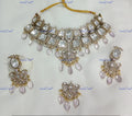 VeroniQ Trends-Bridal Diamond Look Polki And Pearl Choker Necklace Polki-Fresh Water Pearl-Gold Plated-Wedding Jewellery-Punjabi Jewellery-South Indian-Thappa Jewellery