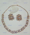 VeroniQ Trends-Fusion Rose Gold Polki Choker Necklace Set Polki-Gold Plated-Wedding Jewellery-Punjabi Jewellery-South Indian-Thappa Jewellery