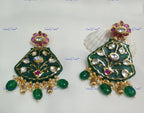 VeroniQ Trends-Carved Stone Polki Studded Earrings Polki-Gold Plated-Wedding Jewelry-Punjabi Jewelry-South Indian-Thappa Jewelry
