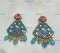 VeroniQ Trends-Carved Stone Polki Studded Earrings Polki-Gold Plated-Wedding Jewellery-Punjabi Jewellery-South Indian-Thappa Jewellery
