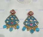 VeroniQ Trends-Carved Stone Polki Studded Earrings Polki-Gold Plated-Wedding Jewelry-Punjabi Jewelry-South Indian-Thappa Jewelry