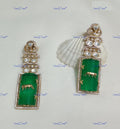 VeroniQ Trends-Emerald Green Animal Print Polki Earrings Polki-Emerald Stone-Gold Plated-Wedding Jewellery-Punjabi Jewellery-South Indian-Thappa Jewellery