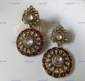 VeroniQ Trends-Antique Polki-Ruby Pink Dangler Earrings Polki-Gold Plated-Wedding Jewellery-Punjabi Jewellery-South Indian-Thappa Jewellery