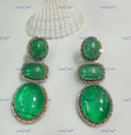 VeroniQ Trends-Emerald Green Drop Polki Earrings Polki-Emerald Stone-Gold Plated-Wedding Jewellery-Punjabi Jewellery-South Indian-Thappa Jewellery