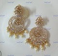 VeroniQ Trends-Polki Chanbali Earrings Polki-Fresh Water Pearl-Gold Plated-Wedding Jewellery-Punjabi Jewellery-South Indian-Thappa Jewellery