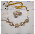 VeroniQ Trends-Elegant Polki Choker Diamond Look Necklace Set Polki-Gold Plated-Wedding Jewellery-Punjabi Jewellery-South Indian-Thappa Jewellery