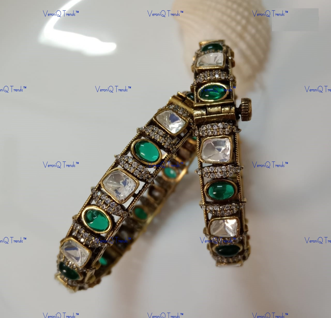 VeroniQ Trends-Polki Bangles-Gold Plated-Wedding Jewellery-Punjabi Jewellery-South Indian-Thappa Jewellery
