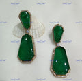 VeroniQ Trends-Green Emerald Polki Earrings Polki-Gold Plated-Wedding Jewellery-Punjabi Jewellery-South Indian-Thappa Jewellery