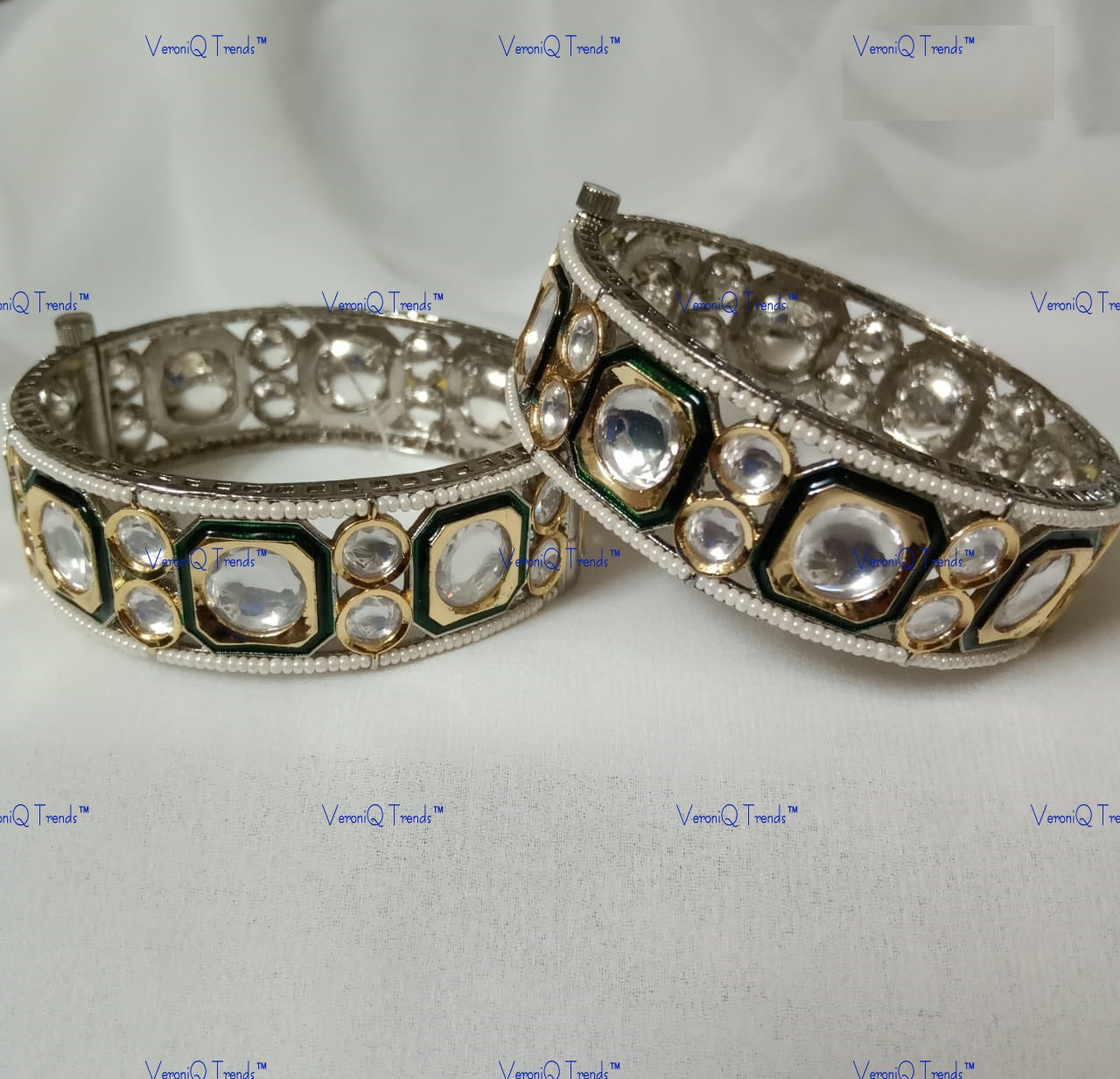 VeroniQ Trends-Finest Uncut Polki Bangles Polki-Gold Plated-Wedding Jewellery-Punjabi Jewellery-South Indian-Thappa Jewellery
