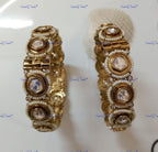 VeroniQ Trends-Traditional Polki and Pearl Bangles Polki-Gold Plated-Wedding Jewelry-Punjabi Jewelry-South Indian-Thappa Jewelry