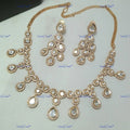 VeroniQ Trends-Elegant Polki Drop Princess Necklace Set Polki-Gold Plated-Wedding Jewellery-Punjabi Jewellery-South Indian-Thappa Jewellery