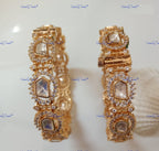 VeroniQ Trends-Gold Plated Polki and CZ Stone Bangles Polki-AAA+ quality CZ Stone-Gold Plated-Wedding Jewelry-Punjabi Jewelry-South Indian-Thappa Jewelry