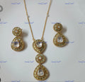 VeroniQ Trends-Cocktail Party Wear Polki Pendant Necklace Set Polki-Gold Plated-Wedding Jewellery-Punjabi Jewellery-South Indian-Thappa Jewellery