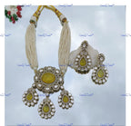 VeroniQ Trends-Pearl and Polki Choker Necklace Set Polki-Gold Plated-Wedding Jewelry-Punjabi Jewelry-South Indian-Thappa Jewelry