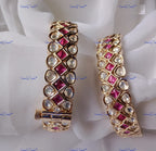 VeroniQ Trends-Royal Polki Bangles Polki-Gold Plated-Wedding Jewelry-Punjabi Jewelry-South Indian-Thappa Jewelry