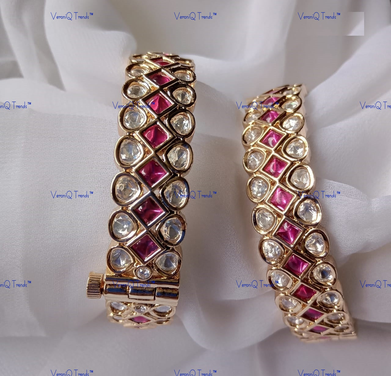 VeroniQ Trends-Royal Polki Bangles Polki-Gold Plated-Wedding Jewellery-Punjabi Jewellery-South Indian-Thappa Jewellery