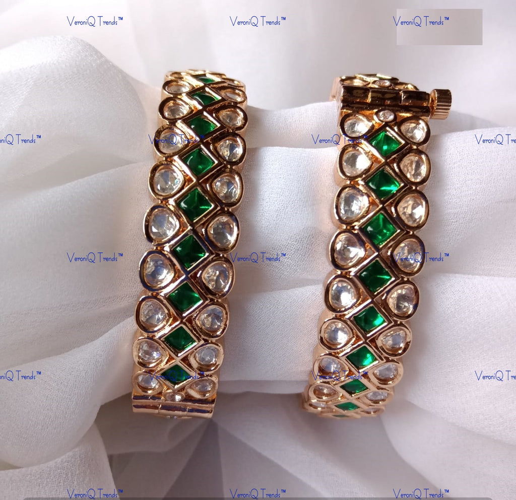 VeroniQ Trends-Royal Polki Bangles Polki-Gold Plated-Wedding Jewellery-Punjabi Jewellery-South Indian-Thappa Jewellery