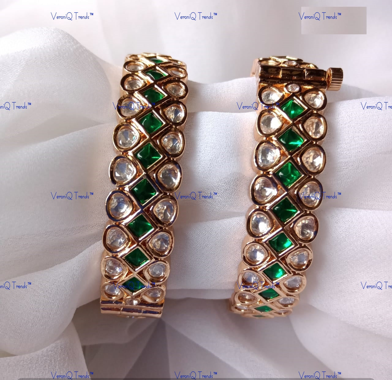 VeroniQ Trends-Royal Polki Bangles Polki-Gold Plated-Wedding Jewellery-Punjabi Jewellery-South Indian-Thappa Jewellery