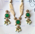VeroniQ Trends-Polki and Pearl Short Length Necklace with Color Stone Polki-Gold Plated-Wedding Jewelry-Punjabi Jewelry-South Indian-Thappa Jewelry