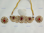VeroniQ Trends-Floral Design Polki Choker Necklace Set Polki-Gold Plated-Wedding Jewelry-Punjabi Jewelry-South Indian-Thappa Jewelry