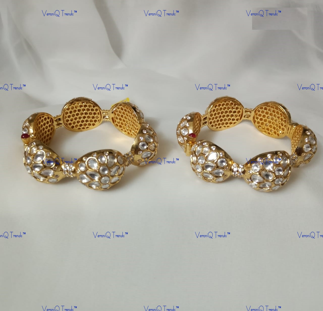 VeroniQ Trends-Royal Polki Bangles Polki-Gold Plated-Wedding Jewellery-Punjabi Jewellery-South Indian-Thappa Jewellery