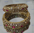 VeroniQ Trends-Ruby and Polki Bangles Polki-Ruby Stone-Gold Plated-Wedding Jewellery-Punjabi Jewellery-South Indian-Thappa Jewellery