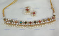 VeroniQ Trends-Navratan Pearl Polki Choker Neklace Polki-Fresh Water Pearl-Gold Plated-Wedding Jewellery-Punjabi Jewellery-South Indian-Thappa Jewellery