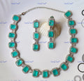 VeroniQ Trends-Turquoise And Polki Choker Neklace Polki-Gold Plated-Wedding Jewellery-Punjabi Jewellery-South Indian-Thappa Jewellery