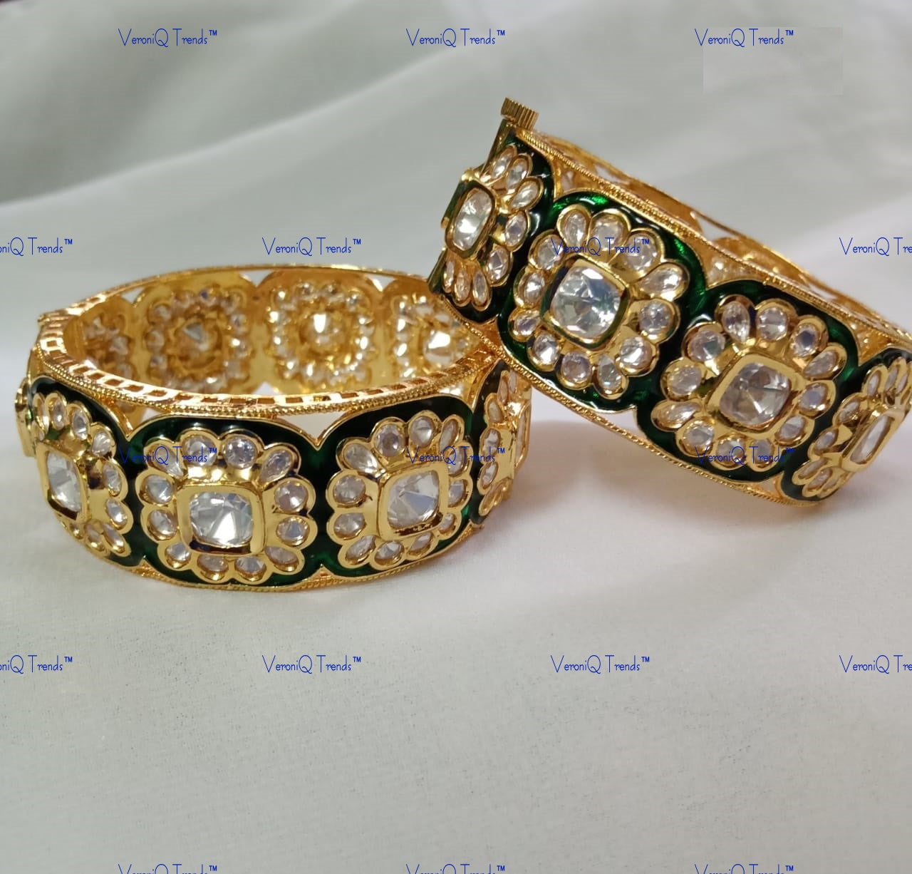 VeroniQ Trends-Polki Bangles Polki-Gold Plated-Wedding Jewellery-Punjabi Jewellery-South Indian-Thappa Jewellery