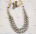 VeroniQ Trends-Double Line Polki Mid Length Necklace Polki-Gold Plated-Wedding Jewellery-Punjabi Jewellery-South Indian-Thappa Jewellery