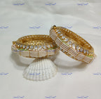 VeroniQ Trends-Bridal Pearl And Polki Bangles Polki-Gold Plated-Wedding Jewelry-Punjabi Jewelry-South Indian-Thappa Jewelry