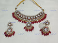 VeroniQ Trends-Ruby Pink Beads And Polki Necklace Set Polki-Ruby-Gold Plated-Wedding Jewellery-Punjabi Jewellery-South Indian-Thappa Jewellery