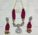 VeroniQ Trends-Elephant Design Colour Beads And Polki Necklace Polki-Gold Plated-Wedding Jewelry-Punjabi Jewelry-South Indian-Thappa Jewelry