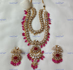 VeroniQ Trends-Double Line Navratan Stone And Polki Necklace Polki-Gold Plated-Wedding Jewelry-Punjabi Jewelry-South Indian-Thappa Jewelry