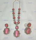 VeroniQ Trends-Cocktail Party Look Rose Pink Polki Pendant Necklace Polki-Gold Plated-Wedding Jewellery-Punjabi Jewellery-South Indian-Thappa Jewellery