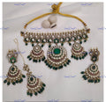 VeroniQ Trends-Victorian Bridal Emerald And Polki Necklace Polki-Emerald Stone-Gold Plated-Wedding Jewellery-Punjabi Jewellery-South Indian-Thappa Jewellery