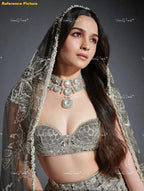 VeroniQ Trends-Alia Bhatt Inspired Look Victorian Double Line Polki And American Diamond Choker Necklace Set Polki-American Diamond-Gold Plated-Wedding Jewelry-Punjabi Jewelry-South Indian-Thappa Jewelry