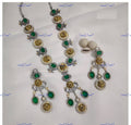 VeroniQ Trends-Cocktail Party Lion Face Emerald And Polki Necklace Polki-Emerald Stone-Gold Plated-Wedding Jewellery-Punjabi Jewellery-South Indian-Thappa Jewellery