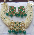 VeroniQ Trends-Multistrand Beaded Gold Plated Kundan Studded Choker Necklace Kundan-Gold Plated-Wedding Jewelry-Punjabi Jewelry-South Indian-Thappa Jewelry