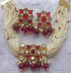 VeroniQ Trends-Multistrand Beaded Gold Plated Kundan Studded Choker Necklace Kundan-Gold Plated-Wedding Jewelry-Punjabi Jewelry-South Indian-Thappa Jewelry