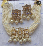 VeroniQ Trends-Multistrand Beaded Gold Plated Kundan Studded Choker Necklace Kundan-Gold Plated-Wedding Jewelry-Punjabi Jewelry-South Indian-Thappa Jewelry