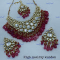 VeroniQ Trends-Bridal High Quality Kundan Studded And Red Beads Gold Plated Choker Necklace Kundan-Gold Plated-Wedding Jewellery-Punjabi Jewellery-South Indian-Thappa Jewellery