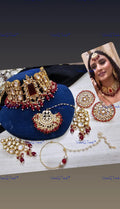 VeroniQ Trends-Traditional Bridal Red Color Gold Plated Kundan Studded And Beads Choker Necklace Kundan-Gold Plated-Wedding Jewellery-Punjabi Jewellery-South Indian-Thappa Jewellery