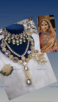 VeroniQ Trends-Bridal Gold Plated Multi-Line Meenakari Heavy Kundan Pearl Choker And Long Necklace Kundan-Gold Plated-Wedding Jewellery-Punjabi Jewellery-South Indian-Thappa Jewellery