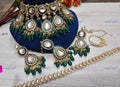 VeroniQ Trends-Traditional Bridal Gold Plated Green Meenakari Heavy Kundan Studded Beads Choker Necklace Kundan-Gold Plated-Wedding Jewellery-Punjabi Jewellery-South Indian-Thappa Jewellery