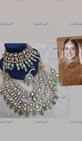 VeroniQ Trends-Bridal Multi-Line Green Gold Plated Kundan Studded And Beaded Long And Choker Necklace Kundan-Gold Plated-Wedding Jewellery-Punjabi Jewellery-South Indian-Thappa Jewellery