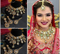 VeroniQ Trends-Latest Design Bridal Green Gold Plated Meenakari Kundan Studded And Beaded Choker Necklace Kundan-Gold Plated-Wedding Jewellery-Punjabi Jewellery-South Indian-Thappa Jewellery