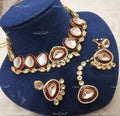 VeroniQ Trends-Red Gold Plated Meenakari Kundan Studded Choker Necklace Kundan-Gold Plated-Wedding Jewellery-Punjabi Jewellery-South Indian-Thappa Jewellery