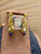 VeroniQ Trends-Party Multistrand Blue Beaded Kundan Mala Necklace Kundan-Gold Plated-Wedding Jewelry-Punjabi Jewelry-South Indian-Thappa Jewelry