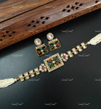 VeroniQ Trends-Multistrand Pearl Craving Polki Choker Necklace Polki-Gold Plated-Wedding Jewelry-Punjabi Jewelry-South Indian-Thappa Jewelry